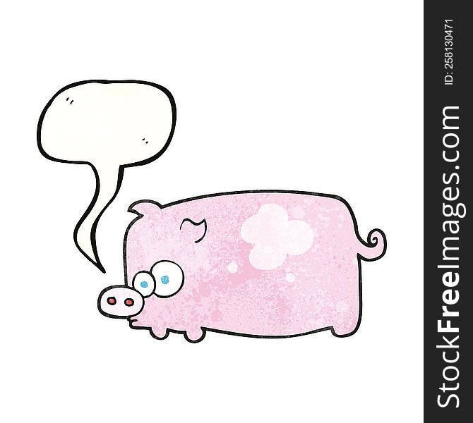 freehand speech bubble textured cartoon pig