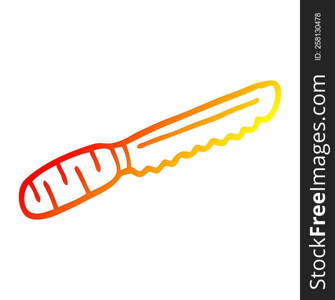 warm gradient line drawing of a cartoon bread knife