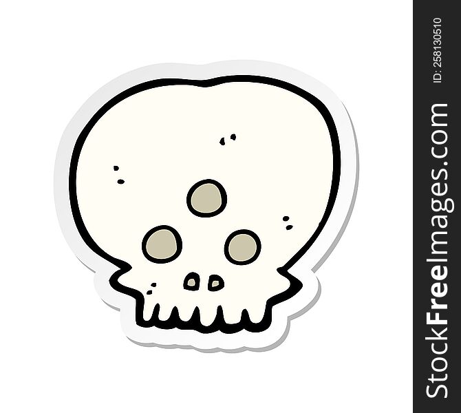 Sticker Of A Cartoon Mystic Skull