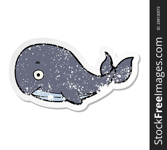 distressed sticker of a cartoon whale