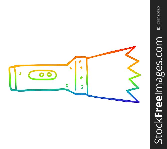 rainbow gradient line drawing of a cartoon torch