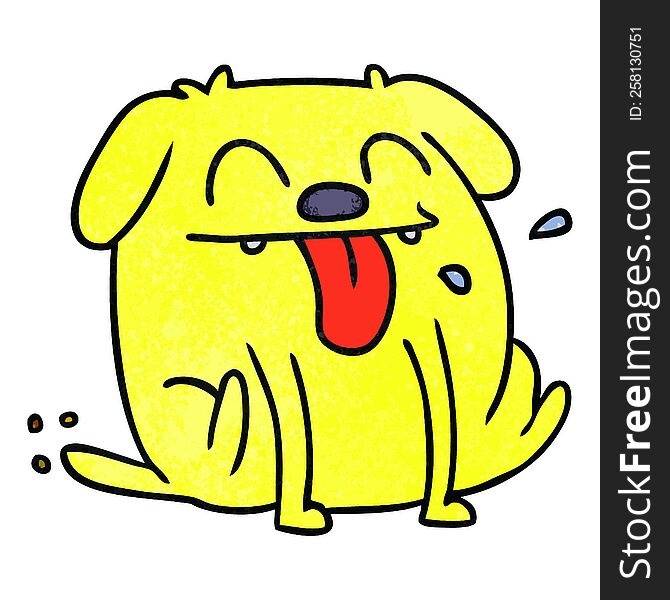 freehand drawn textured cartoon of cute kawaii dog