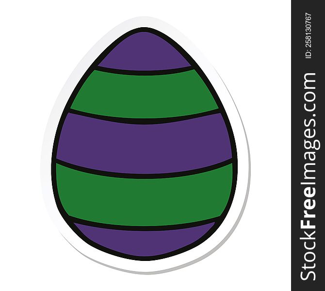 sticker of a quirky hand drawn cartoon easter egg