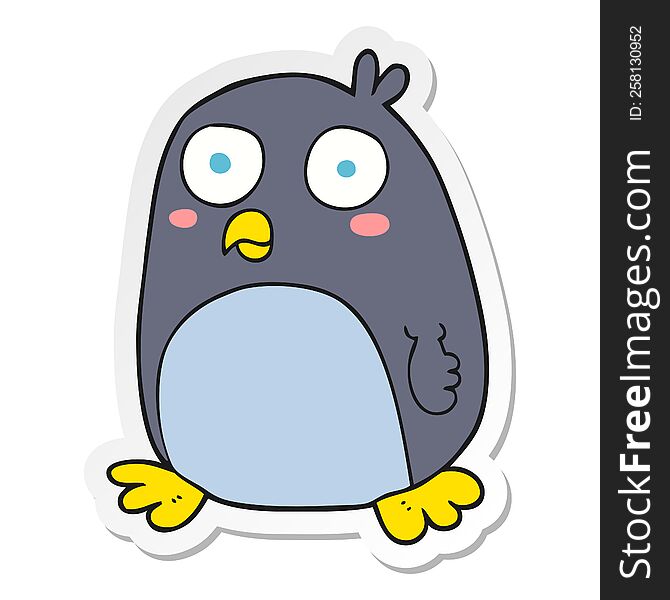 Sticker Of A Cartoon Penguin