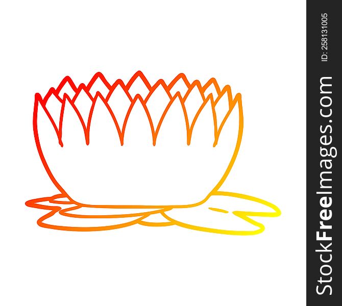 warm gradient line drawing of a cartoon waterlily