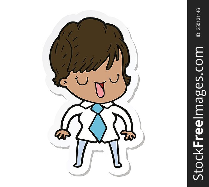 Sticker Of A Cartoon Woman Talking