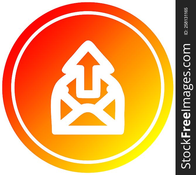 send email circular icon with warm gradient finish. send email circular icon with warm gradient finish