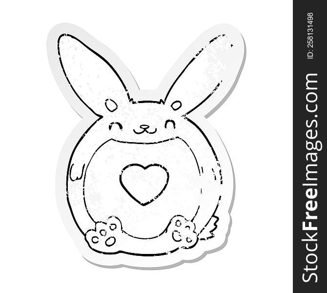 Distressed Sticker Of A Cartoon Rabbit With Love Heart