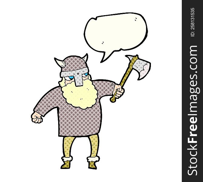freehand drawn comic book speech bubble cartoon viking warrior