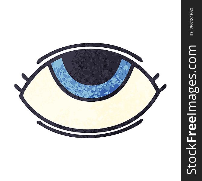 retro illustration style cartoon eye looking up