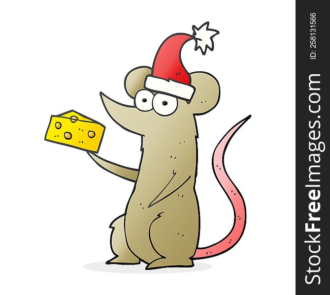 Cartoon Christmas Mouse With Cheese