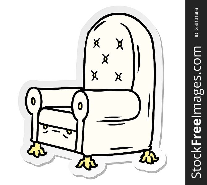 hand drawn sticker cartoon doodle of a blue arm chair