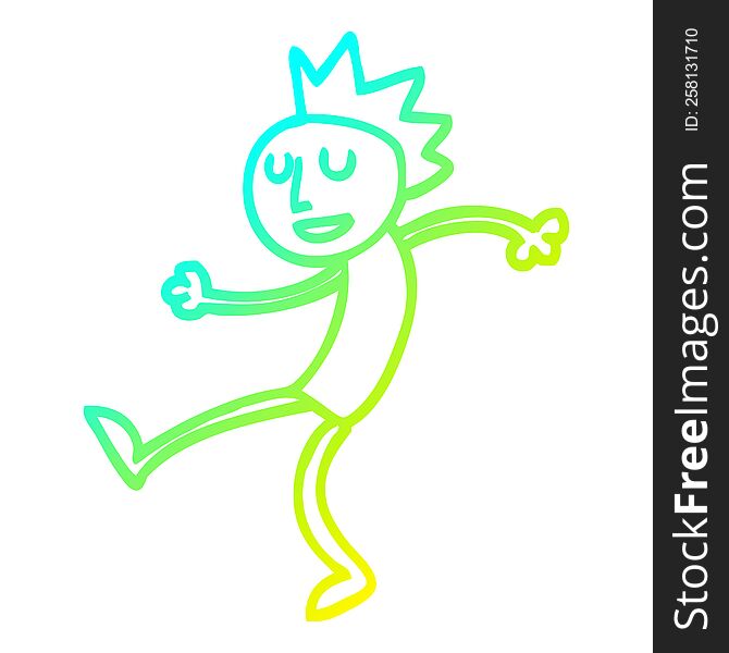 Cold Gradient Line Drawing Cartoon Dancing Man