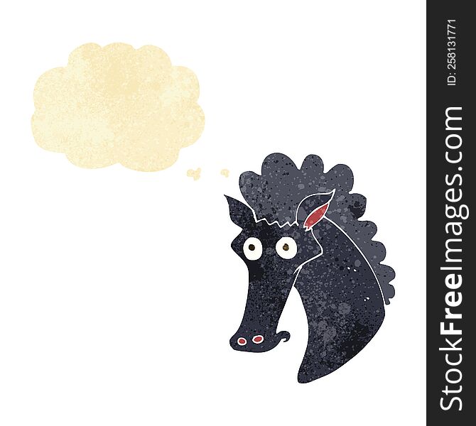 cartoon horse head with thought bubble