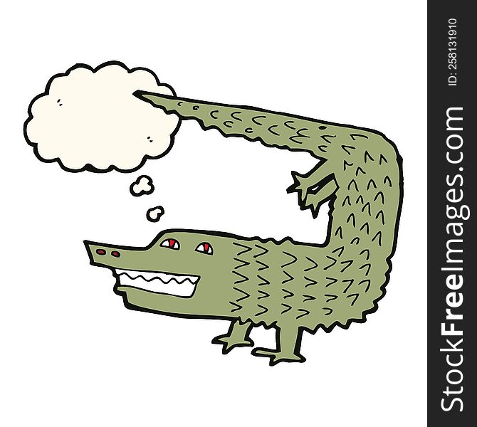 Cartoon Crocodile With Thought Bubble