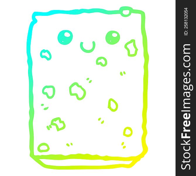 cold gradient line drawing of a cartoon biscuit