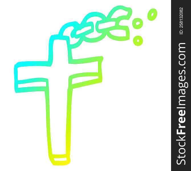 cold gradient line drawing cartoon crucifix on chain