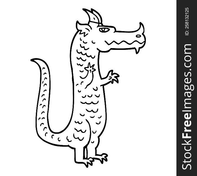 line drawing cartoon magical dragon