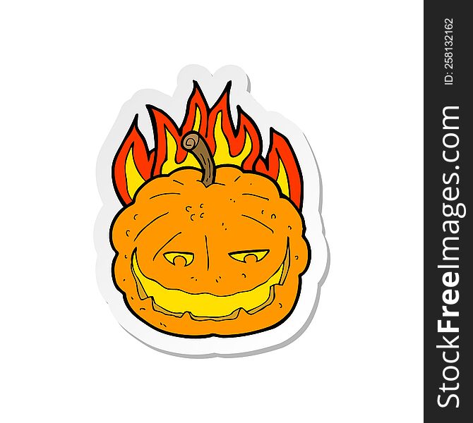 sticker of a cartoon halloween pumpkin