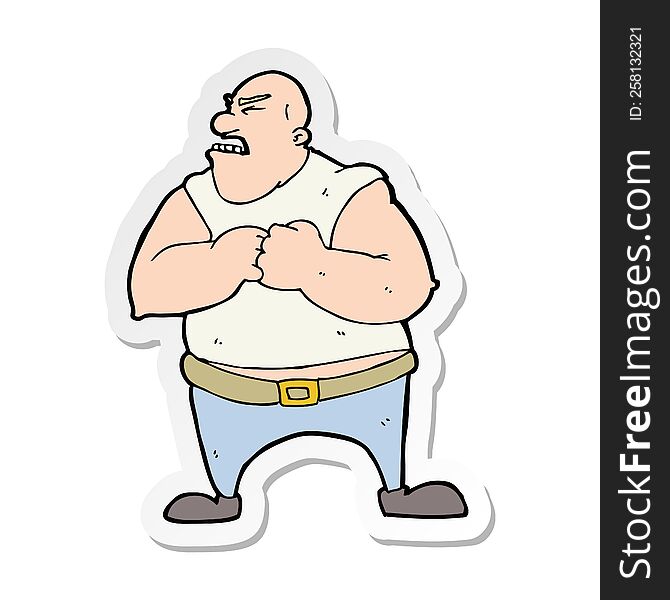 sticker of a cartoon violent man