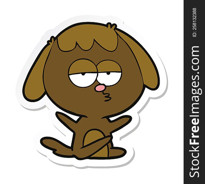 Sticker Of A Cartoon Bored Dog