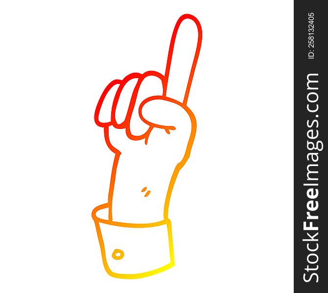 warm gradient line drawing of a cartoon pointing hand