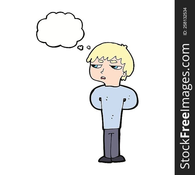 Cartoon Antisocial Boy With Thought Bubble
