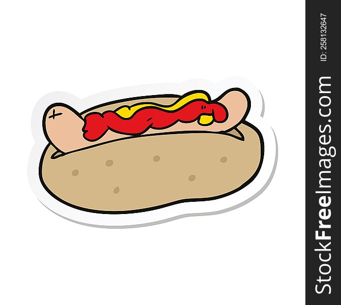 sticker of a cartoon hotdog