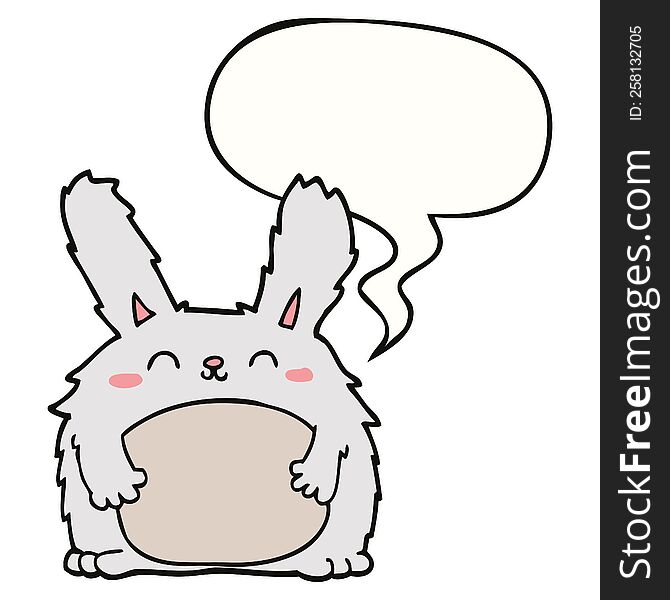 Cartoon Furry Rabbit And Speech Bubble