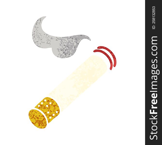 retro illustration style cartoon of a smoking cigarette