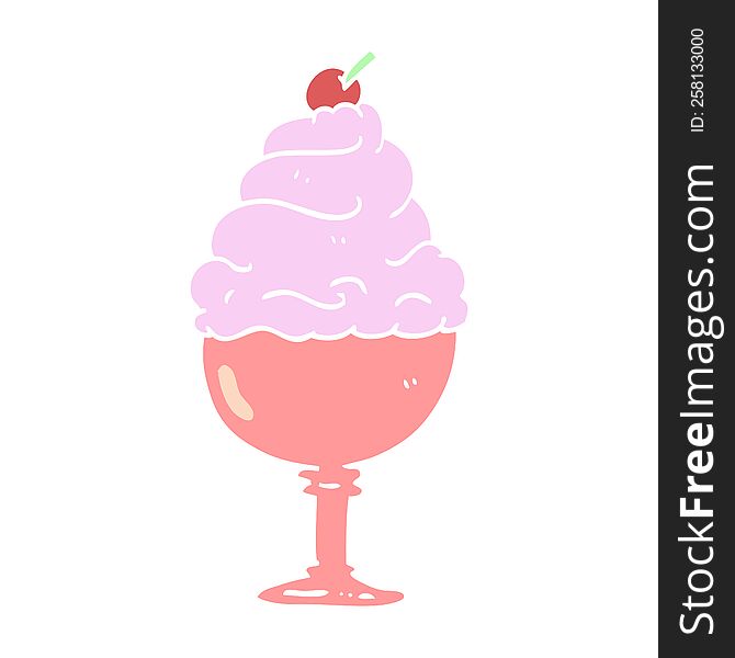 flat color illustration cartoon ice cream
