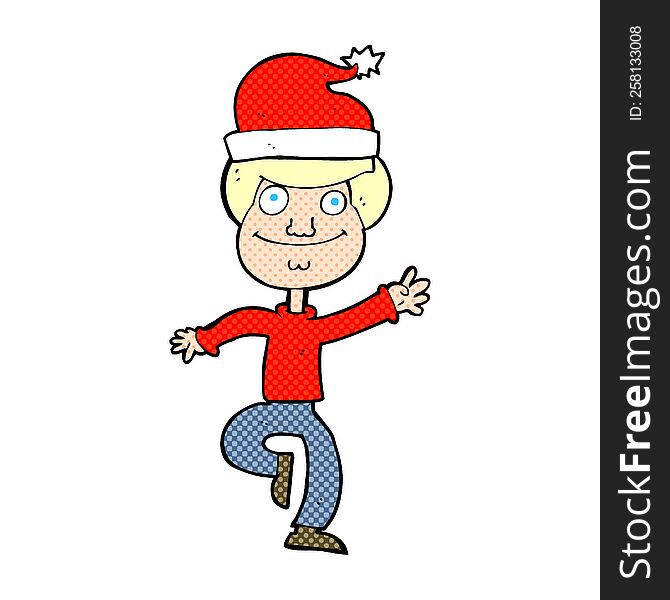 cartoon man ready for christmas