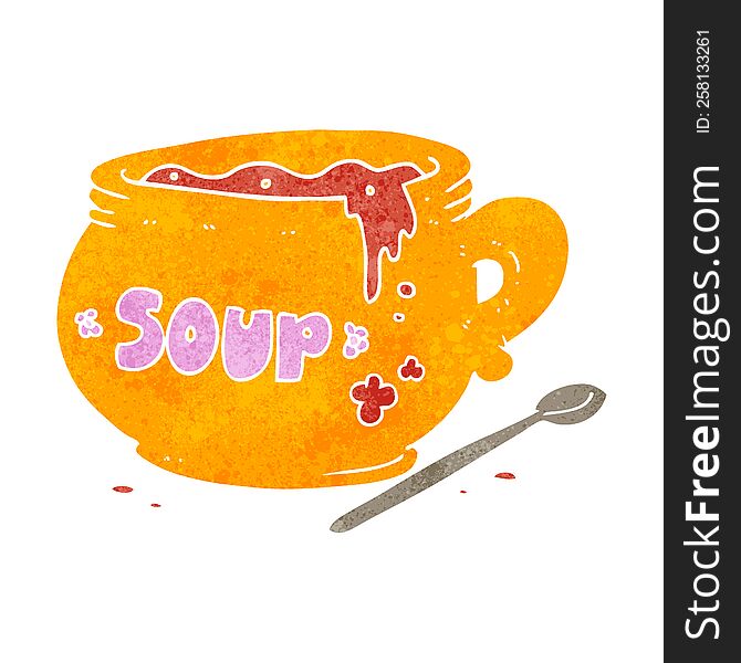 freehand retro cartoon bowl of soup
