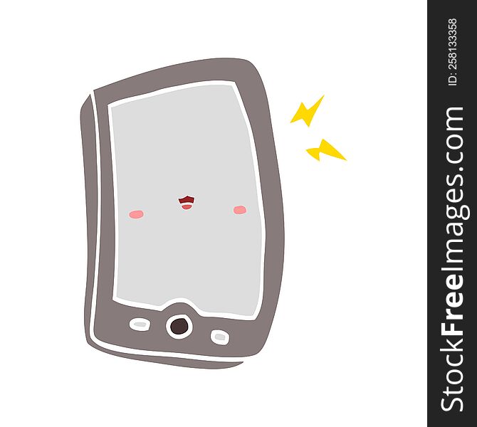 cute flat color style cartoon mobile phone