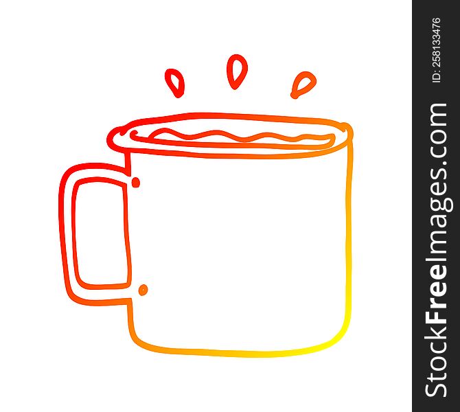 Warm Gradient Line Drawing Cartoon Camping Cup Of Coffee