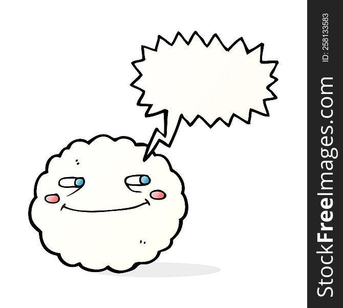 Cartoon Happy Cloud With Speech Bubble