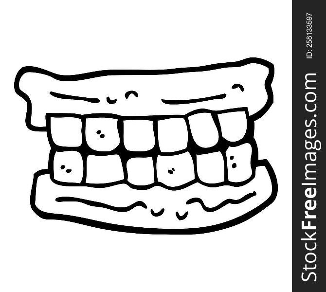 black and white cartoon false teeth