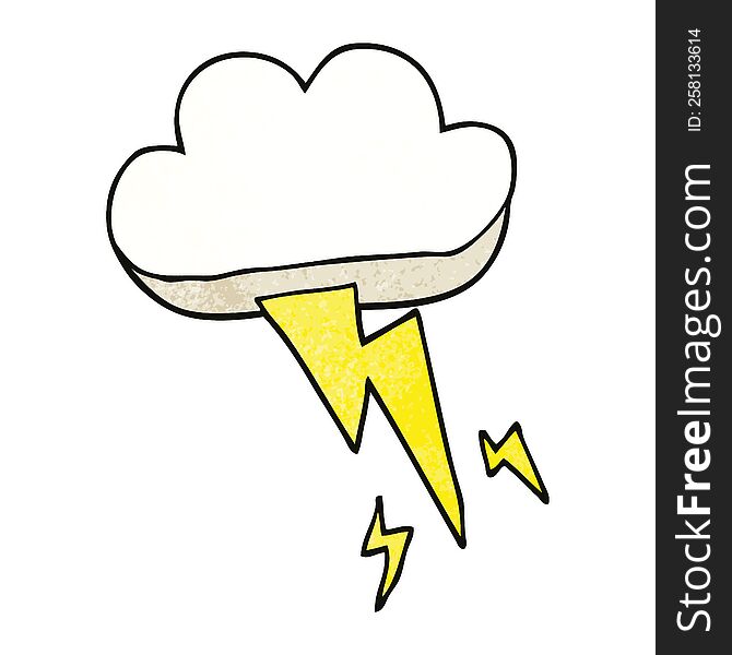 cartoon doodle thundercloud and lightning