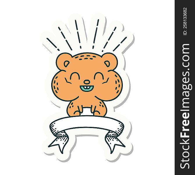Sticker Of Tattoo Style Happy Hamster