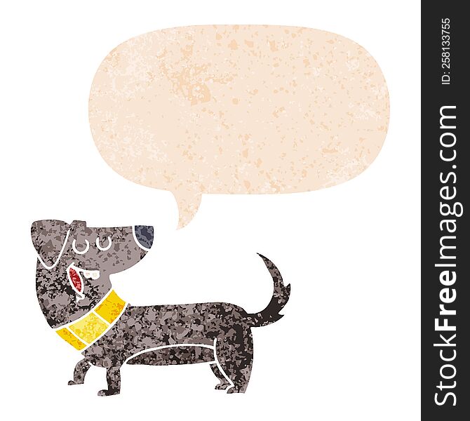 Cartoon Dog And Speech Bubble In Retro Textured Style
