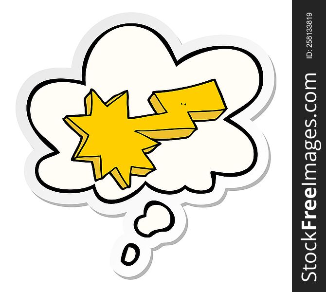 cartoon lightning strike and thought bubble as a printed sticker