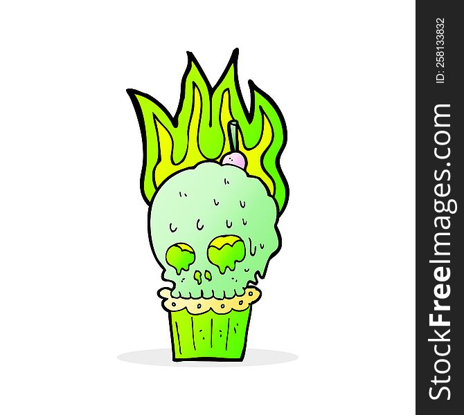 cartoon spooky skull cupcake