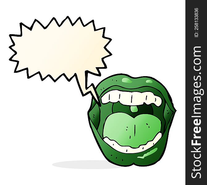 Cartoon Halloween Mouth With Speech Bubble