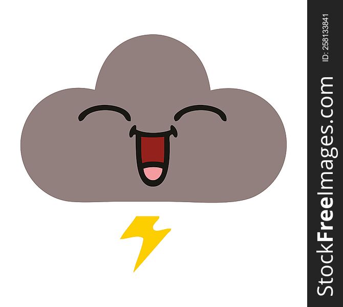 Flat Color Retro Cartoon Storm Cloud
