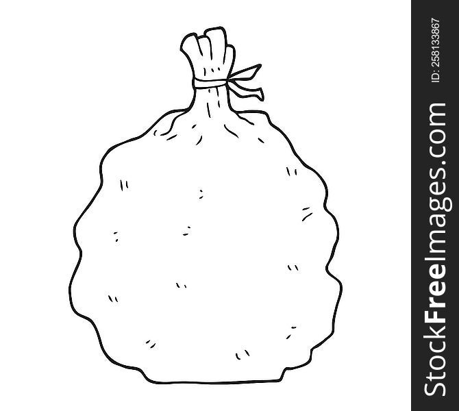 freehand drawn black and white cartoon sack