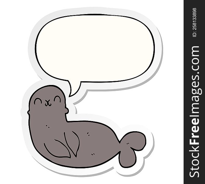cartoon seal with speech bubble sticker. cartoon seal with speech bubble sticker