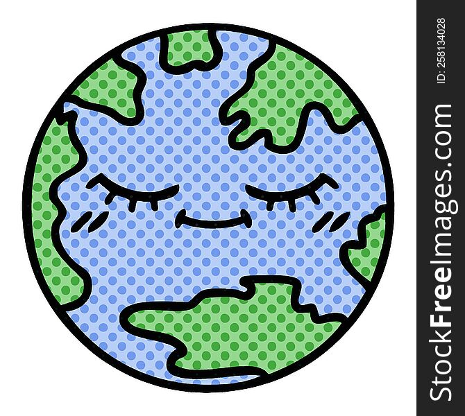 comic book style cartoon of a planet earth