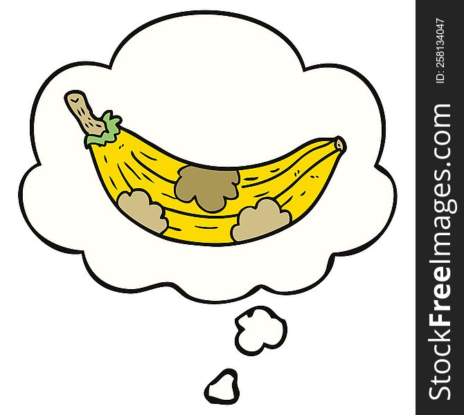 cartoon old banana with thought bubble. cartoon old banana with thought bubble