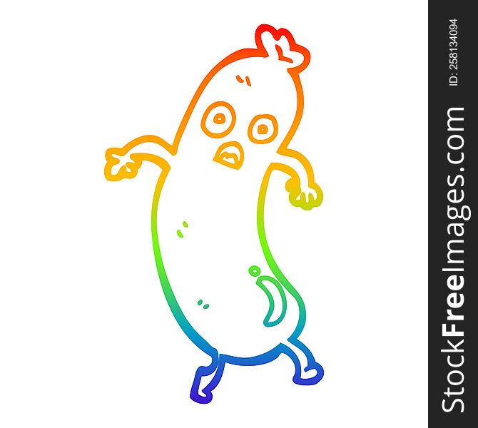 Rainbow Gradient Line Drawing Cartoon Sausage