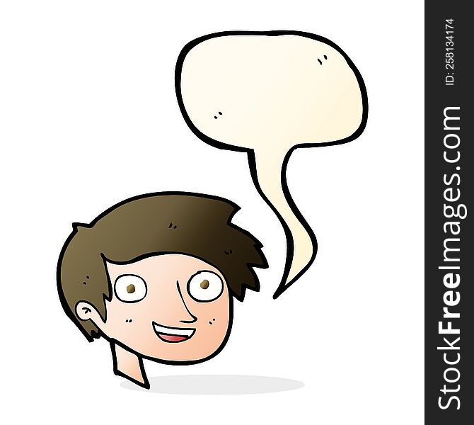 cartoon happy boy face with speech bubble